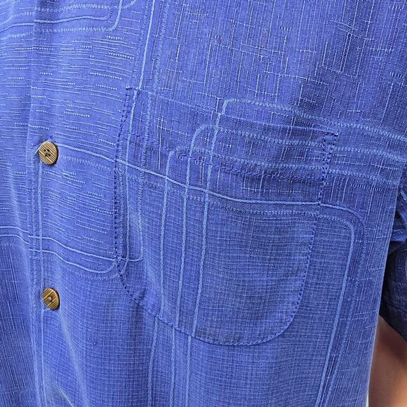 Tommy Bahama Silk Camp Shirt Men S Geometrical Print Short Sleeve Royal Blue - Picture 4 of 13